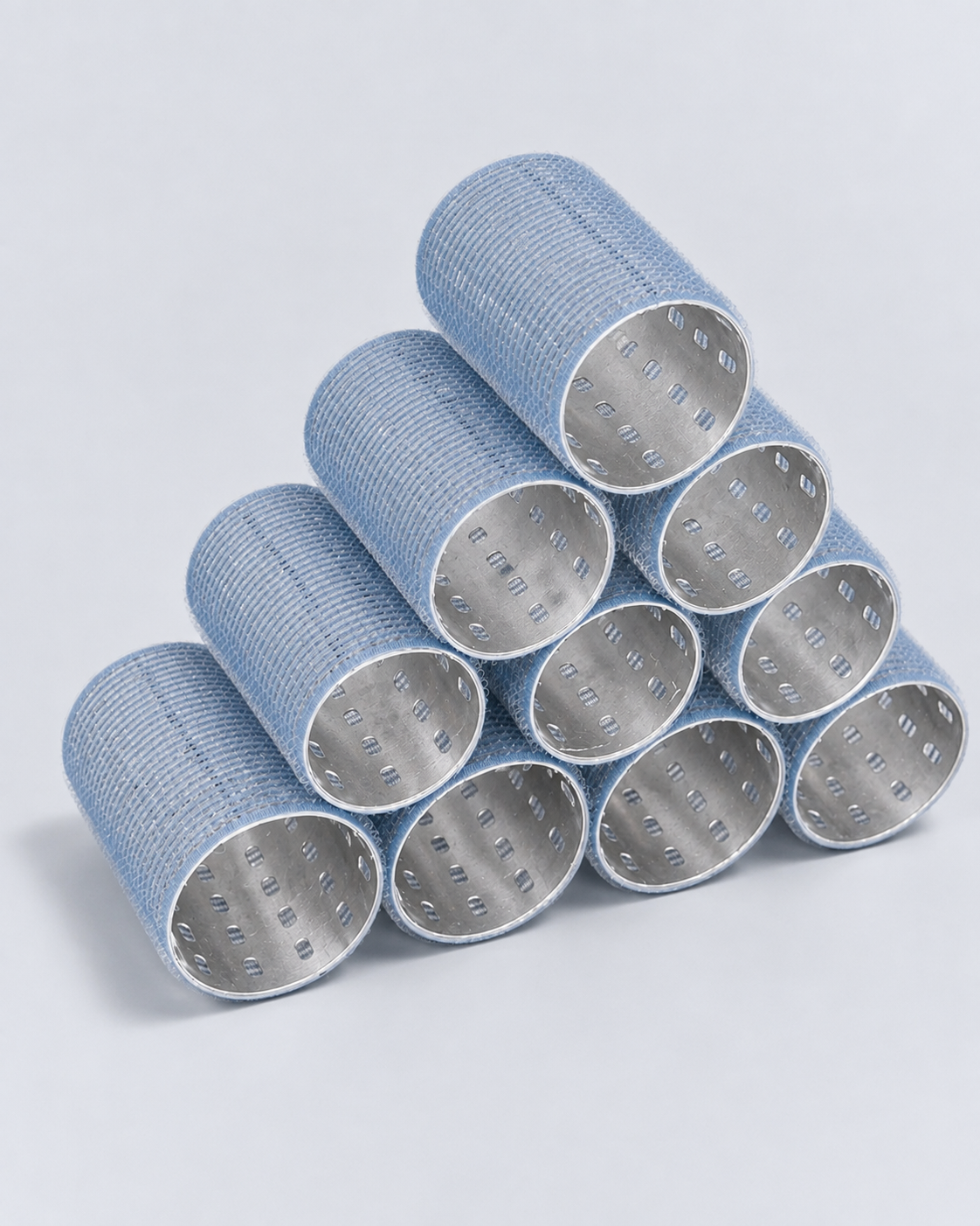 L/XL Thermal Hair Rollers - Sky (10 pack + Clips)