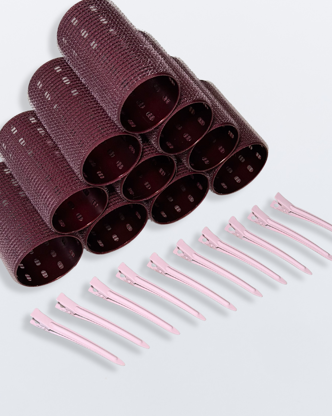 L/XL Thermal Hair Rollers - Burgundy (10 pack + Clips)