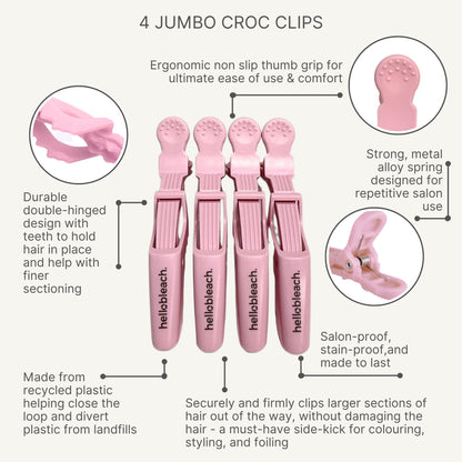 The Jumbo Croc Clip - Baby Pink (4 Pack)